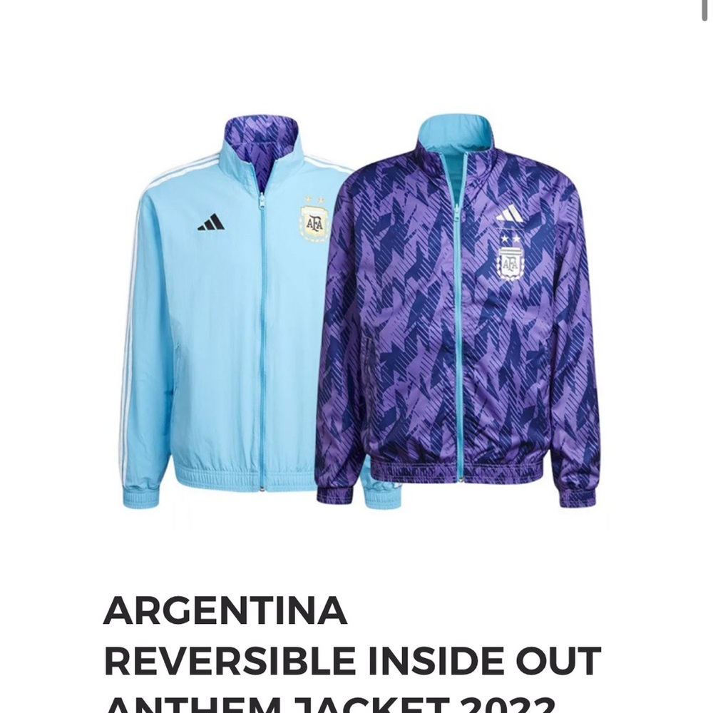 Adidas Argentina reversible anthem jacket NWT